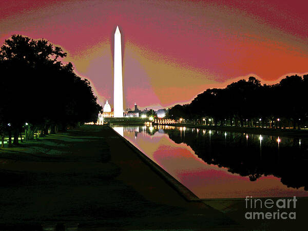 Larry Poster featuring the photograph Washington Monument Sunrise 2 by Larry Oskin