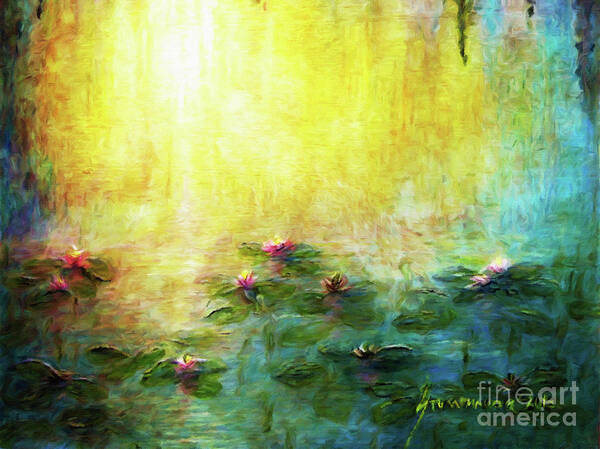  Poster featuring the painting Water Lilies Impressionism by Jerome Stumphauzer