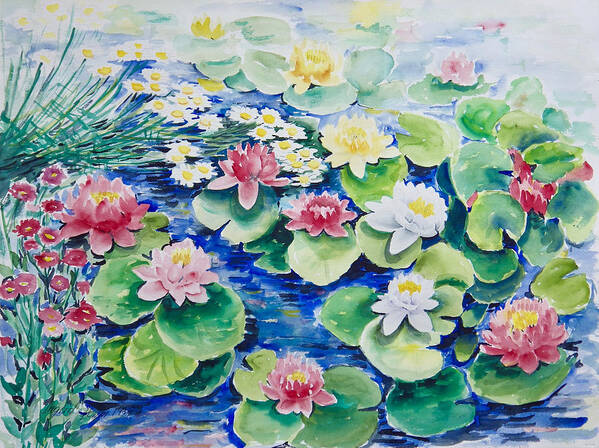 Water Lilies Poster featuring the painting Water Lilies by Ingrid Dohm