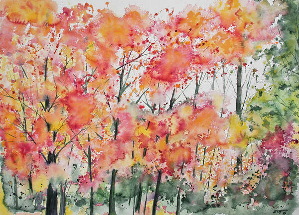 Forest Poster featuring the painting Watercolor - Autumn Forest by Cascade Colors