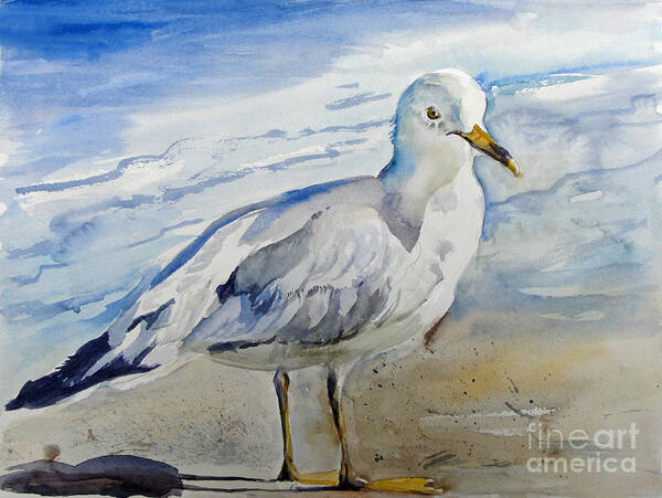 Bird Poster featuring the painting Seagull by Mafalda Cento