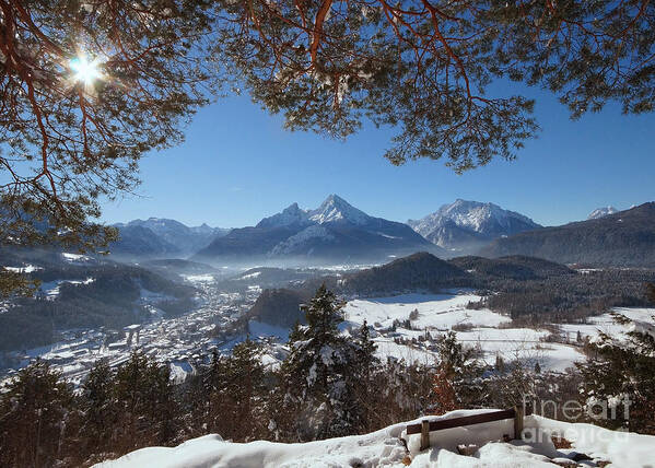 Prott Poster featuring the photograph Watzmann panorama 1 by Rudi Prott