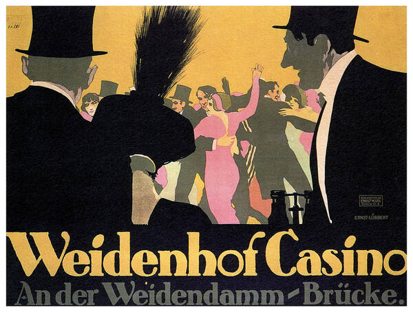 Vintage Poster featuring the mixed media Weidenhof casino - Vintage German Advertising Poster by Studio Grafiikka