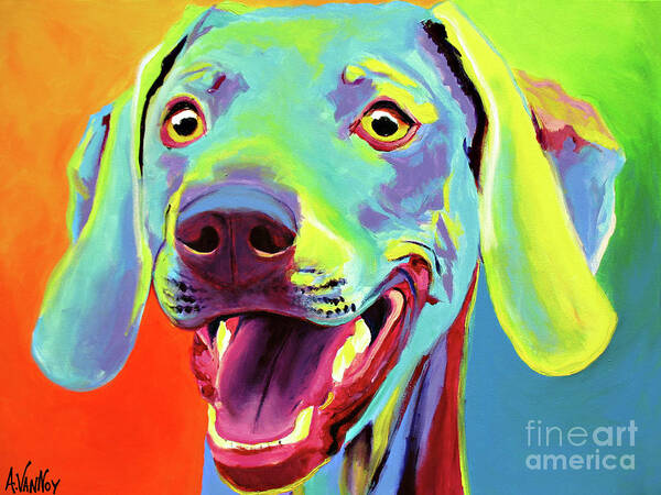 Dog Poster featuring the painting Weimaraner - Taffy by Dawg Painter