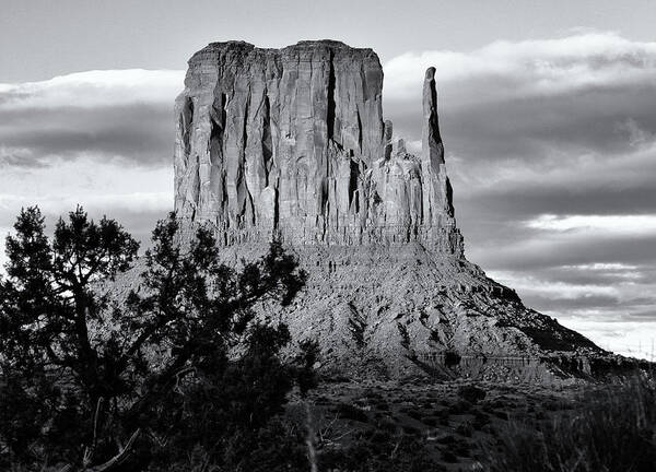West Mitten Butte Poster featuring the photograph West Mitten Butte Black and White by Nicholas Blackwell