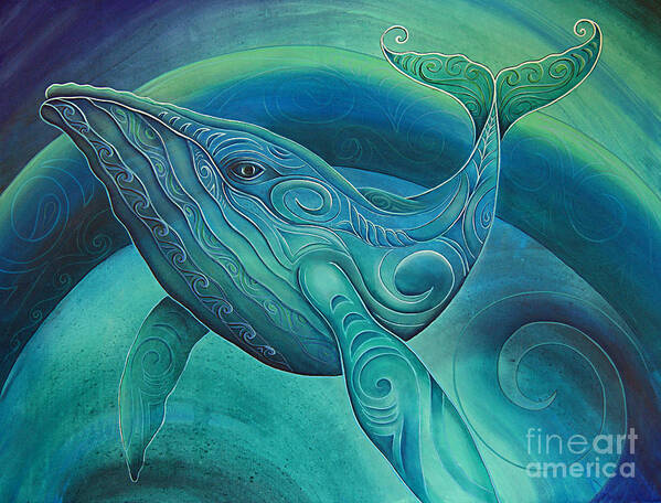 New Poster featuring the painting Whale Tohora by Reina Cottier by Reina Cottier