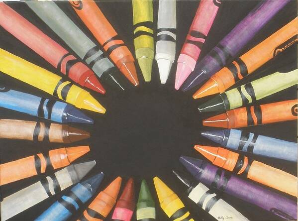 Crayons Poster featuring the painting Which one would you pick by Betty-Anne McDonald