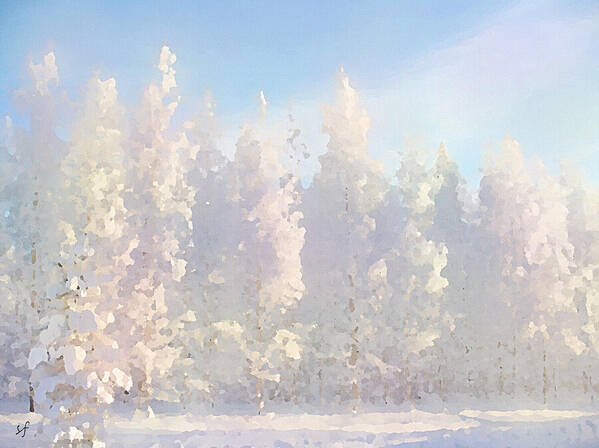 Nature Poster featuring the mixed media White Forest Morning by Shelli Fitzpatrick