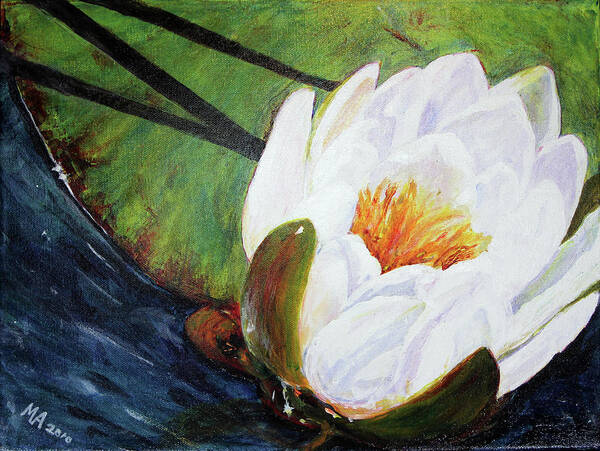 Lotus Poster featuring the painting White Lotus by Madeleine Arnett