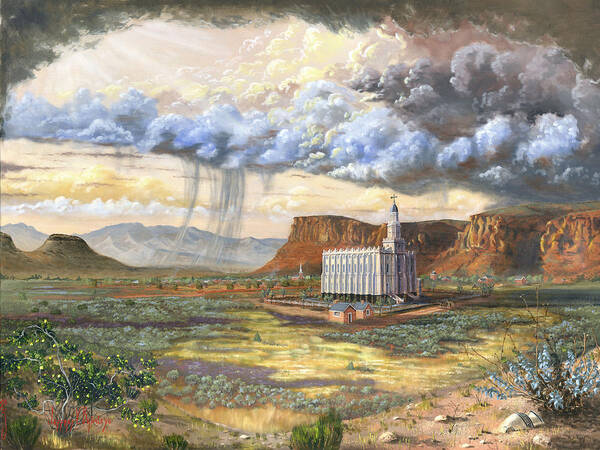 St. George Temple Poster featuring the painting Windows of Heaven by Jeff Brimley