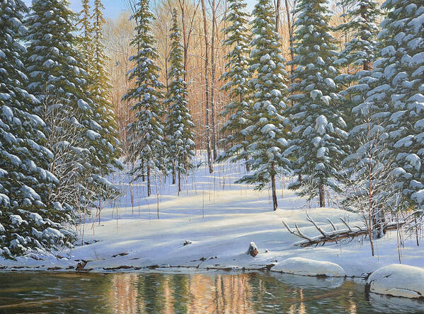Jake Vandenbrink Poster featuring the painting Winter Reflections by Jake Vandenbrink