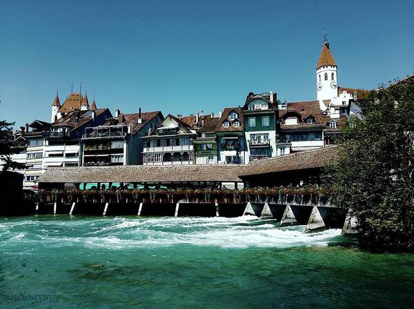 Thun Poster featuring the photograph Wooden Bridge by Mimulux Patricia No