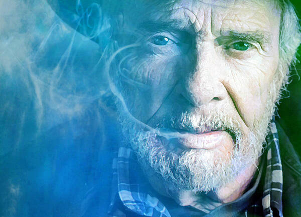 Merle Haggard Poster featuring the digital art Working Man Blues by Mal Bray