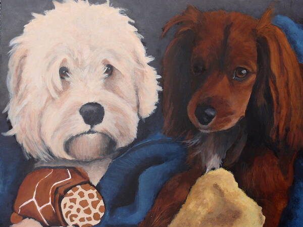 Dogs Poster featuring the painting Wyatt and Walter by Carol Russell