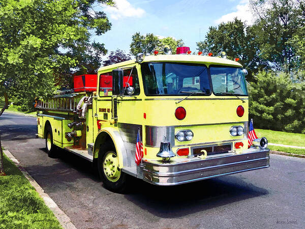 Fire Engine Poster featuring the photograph Yellow Fire Truck by Susan Savad