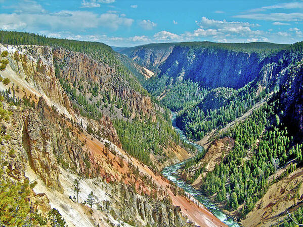 Yellowstone Canyon And River From Inspiration Point In Yellowstone National Park Poster featuring the photograph Yellowstone Canyon and River from Inspiration Point in Yellowstone National Park, Wyoming by Ruth Hager
