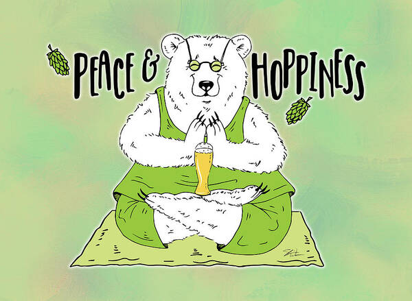 Beer Poster featuring the mixed media Yoga Beer Bear by Shari Warren
