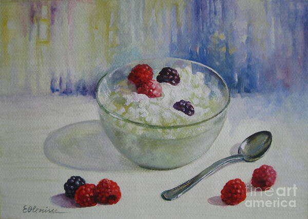 Yoghurt Poster featuring the painting Yoghurt time by Elena Oleniuc