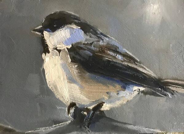 Bird Poster featuring the painting Chickadee, Moody Light #1 by Gary Bruton
