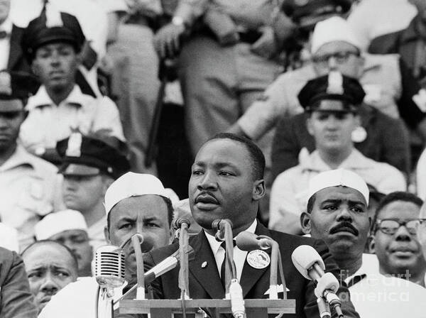 Crowd Of People Poster featuring the photograph Martin Luther King Giving Dream Speech #1 by Bettmann