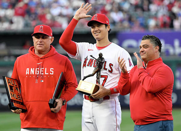 California Poster featuring the photograph Phil Nevin And Shohei Ohtani #1 by John Mccoy