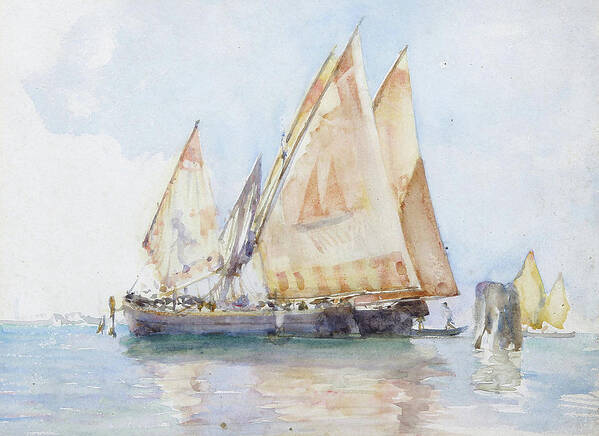 Henry Scott Tuke Poster featuring the painting Venetian Sails #3 by Henry Scott Tuke