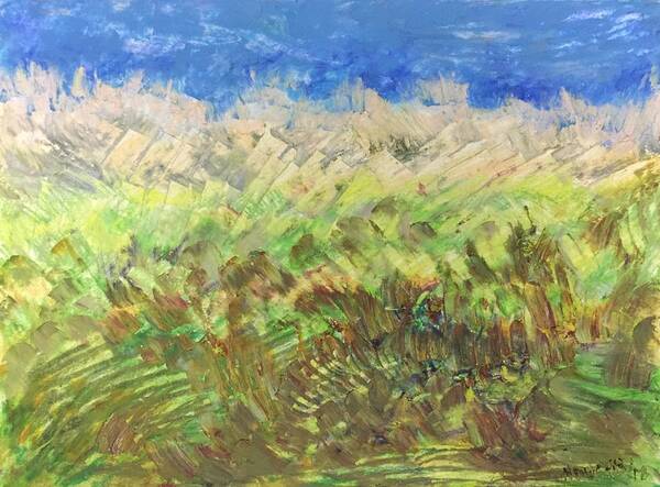 Landscape Poster featuring the painting Windy fields #1 by Norma Duch