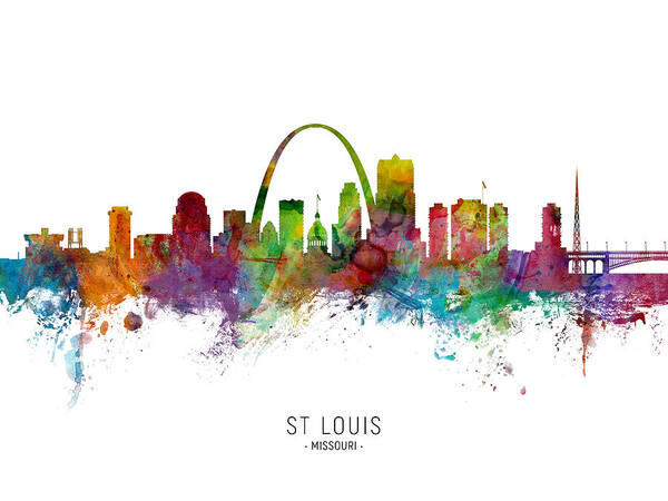 St Louis Poster featuring the digital art St Louis Missouri Skyline #11 by Michael Tompsett