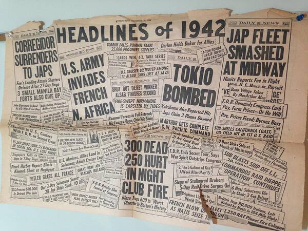 War Poster featuring the photograph 1942 Headlines by Marty Klar