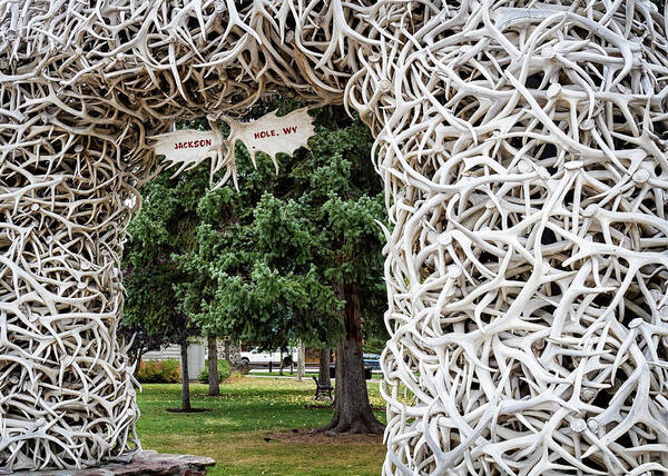 Antler Arch Square Poster featuring the photograph Antler Arch Jackson Hole #2 by Shirley Mitchell