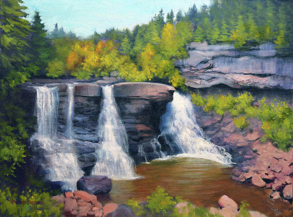 Waterfalls Poster featuring the painting Blackwater Falls Autumn #2 by Armand Cabrera