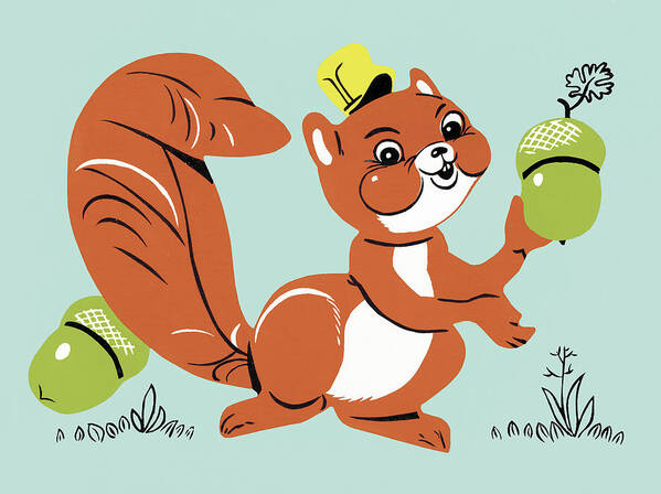 Acorn Poster featuring the drawing Squirrel #23 by CSA Images