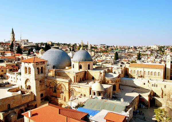Jerusalem Poster featuring the photograph Blue Domes #3 by Munir Alawi