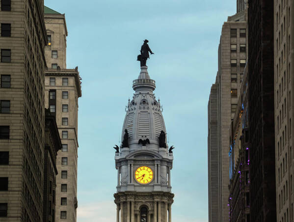 City Hall Poster featuring the photograph City Hall Tower - Philadelphia #3 by Bill Cannon