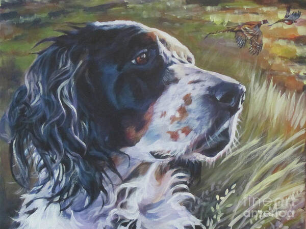 English Setter Poster featuring the painting English Setter in the field by Lee Ann Shepard