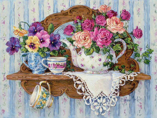 4163 Pansies And Lace Poster featuring the painting 4163 Pansies And Lace by Barbara Mock