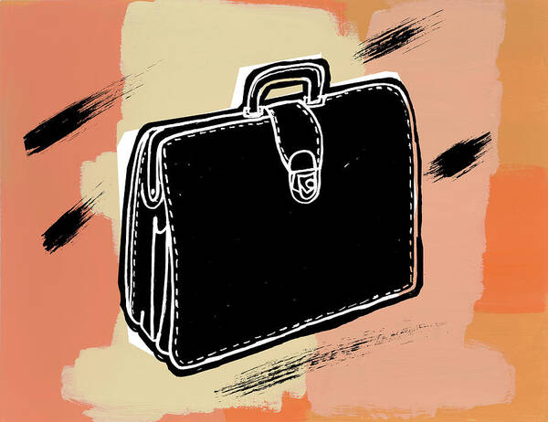 Bag Poster featuring the drawing Briefcase #6 by CSA Images