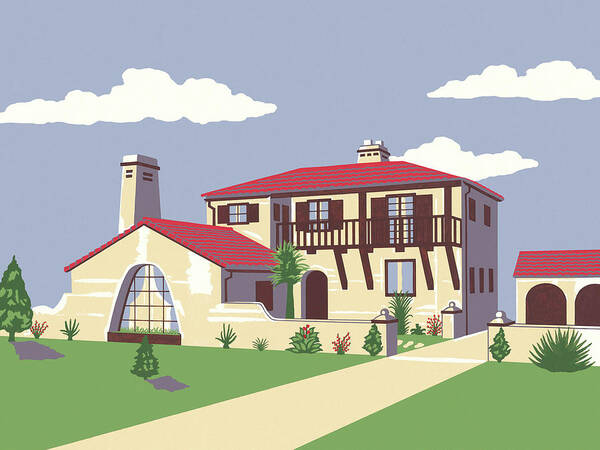 Architecture Poster featuring the drawing Large House #7 by CSA Images