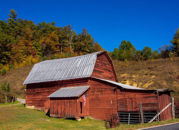 Red. Barn Poster featuring the photograph A Red Barn on the Way to Hot Springs, North Carolina by L Bosco