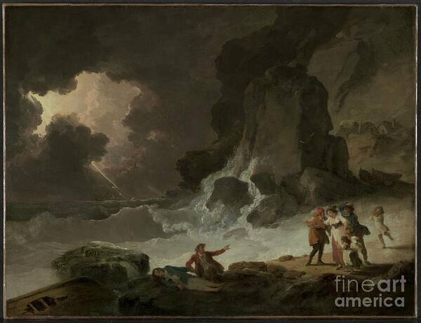 Oil Painting Poster featuring the drawing A Storm Behind The Isle Of Wight by Heritage Images
