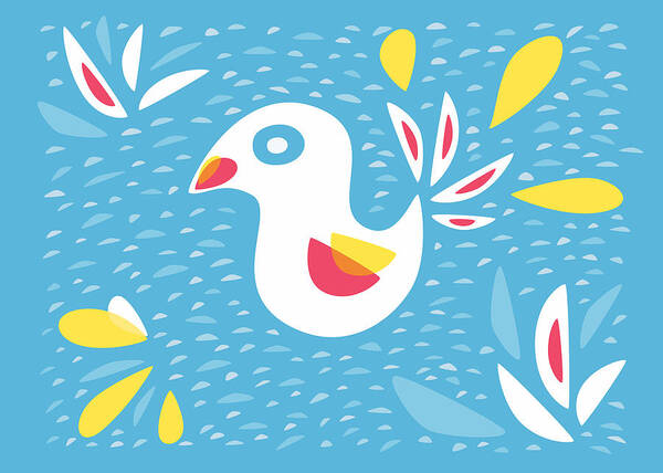 Spring Poster featuring the digital art Abstract Bird In Spring by Boriana Giormova