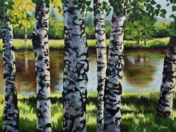 Aspen Tree Print Poster featuring the painting Aspen Trees In Glorieta, New Mexico by Cheri Wollenberg