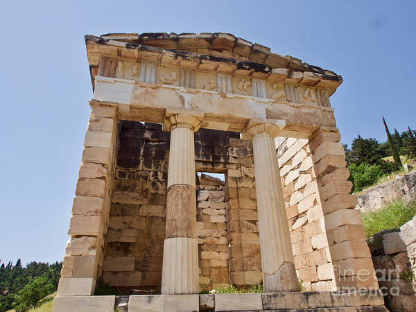 Athenian Treasury Poster featuring the photograph Athenian Treasury in Delphi, Greece by L Bosco
