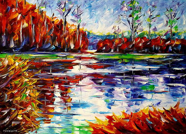 Autumn Lovers Poster featuring the painting Autumn Lake by Mirek Kuzniar
