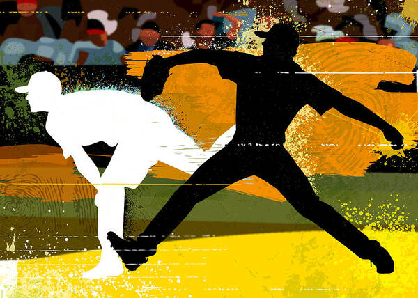 Baseball Cap Poster featuring the digital art Baseball Pitcher Throwing Baseball by Greg Paprocki