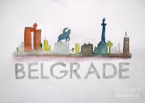 Belgrade Poster featuring the painting Belgrade Skyline by Vesna Antic