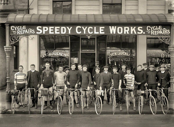 Antique Poster featuring the digital art Bicycle Shop by Gary Grayson