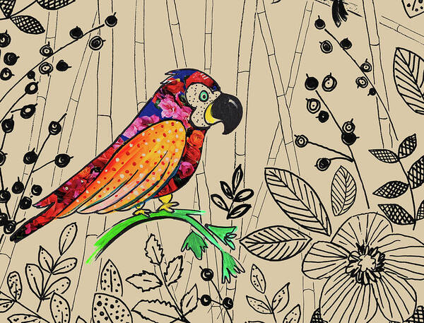 Bird Poster featuring the painting Bird Rainforest by Patricia Pinto