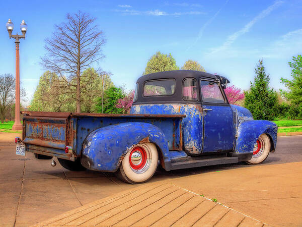 Classic Cars Poster featuring the photograph Blue Rusty Patina by Kevin Lane