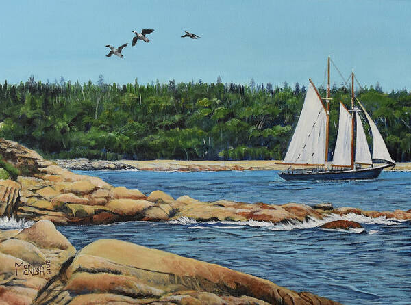 Schooner Poster featuring the painting Bluenose II Sailing by Marilyn McNish